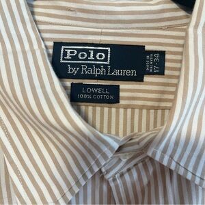 Men’s polo by Ralph lauren button down striped shirt 17-34.